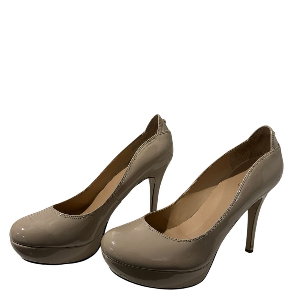 Guess Cream/Tan Platform Round Toe Patent Leather+ Stilletto High Heels-size 10M - Picture 6 of 10